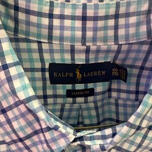 Ralph Lauren Men's Aqua and Navy Check Shirt